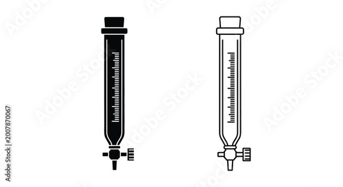 Photos Laboratory glassware two graduated cylinders with stopcocks for precise liquid m