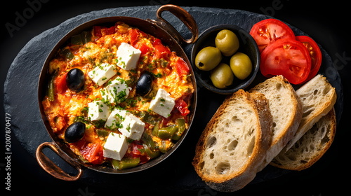 scrambled eggs with tomatoes and green peppers