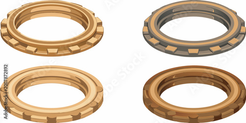 Fotografie Four colored rings with textured edges on white background