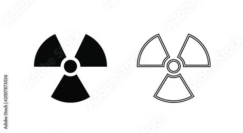 Fotografi Radioactive hazard symbol two variations of the trefoil sign