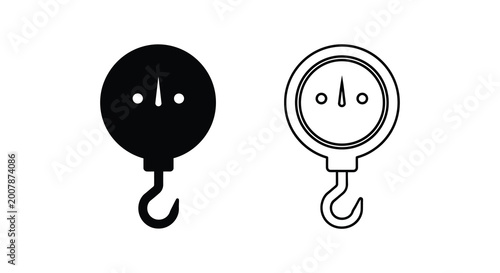 Fotografía Two hanging scales black silhouette and line art versions for measurement