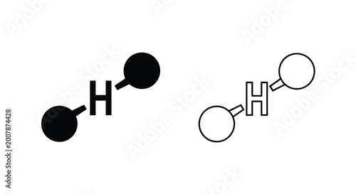 Tableau sur toile Water molecule representation black and white structural diagrams of h2o