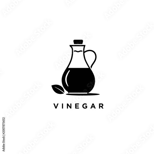 Premium Vinegar Bottle Icon with Fresh Leaf Design, Perfect for Culinary, Health, and Home Cleaning Applications. High-Quality Vector Graphic for Organic, Natural Product Branding & Digital Marketing.