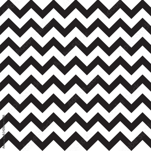 Billede på lærred Seamless pattern of black and white chevron zig-zag lines, repeating horizontall