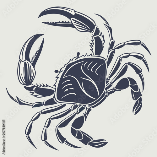 Obraz na plátně Silhouette of Dungeness Crab Isolated on White Background Vector Illustration