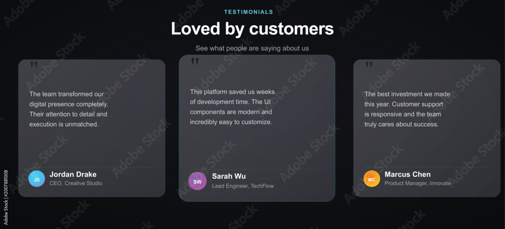 Fototapeta premium Customer testimonials on black background