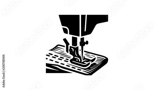 Konstfotografi Bold silhouette icon of industrial sewing machine needle and presser foot stitch