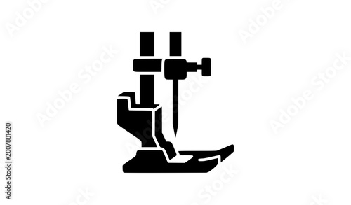 Konstfotografi Industrial sewing machine needle and presser foot silhouette icon vector design