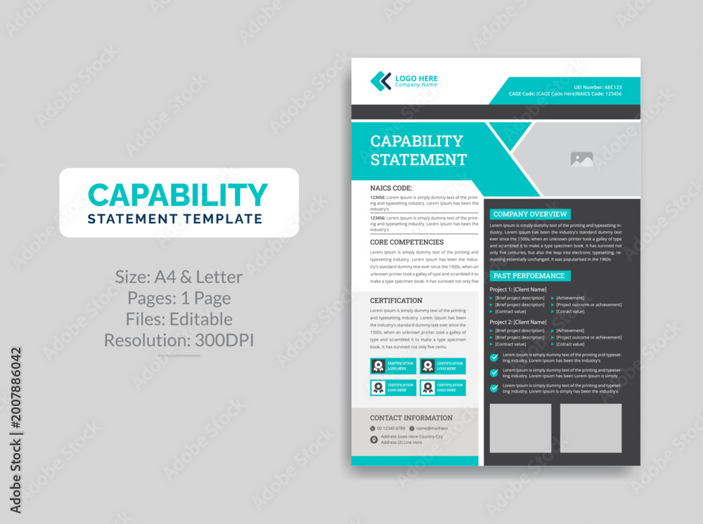 Obraz premium Capability statement design template 