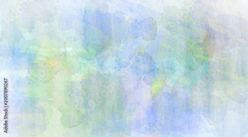 Tableau sur toile Abstract Watercolor Background: A harmonious blend of watercolor washes in soft hues of blue and green, offering a sense of calmness and artistic elegance