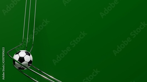 Tableau sur toile mini balle de foot sur des rails chromés - concept de tirage au sort et de paris