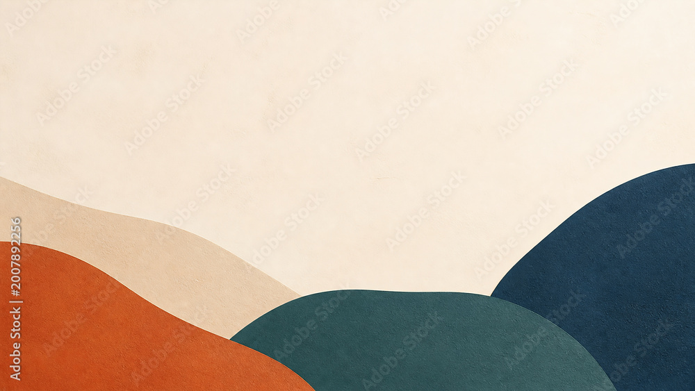 Abstract Minimalist Background with Organic Curved Shapes and Textured Paper Effect