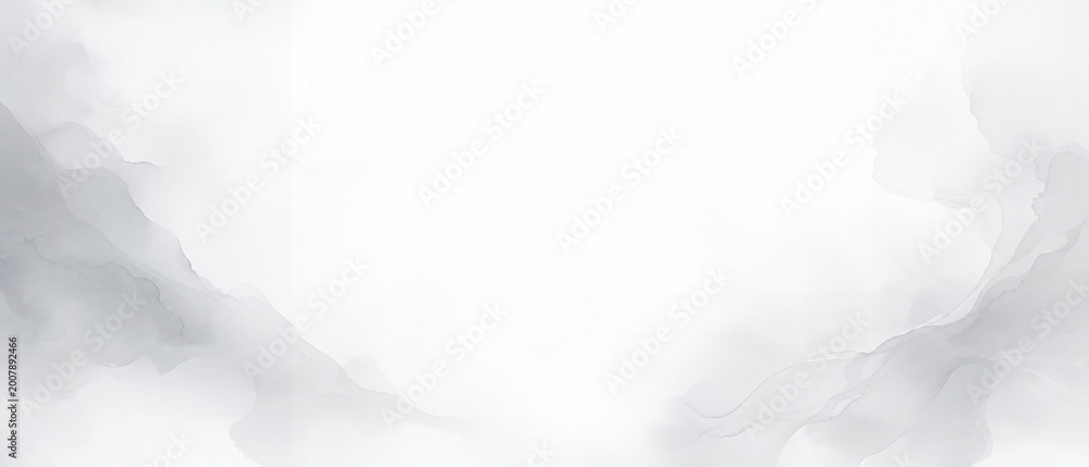 Abstract White and Grey Watercolor Background with Fluid Ink Wash Effects