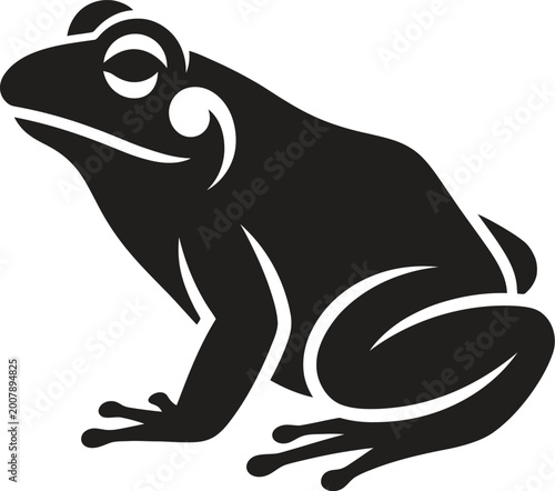 Black Frog Vector Icon, Amphibian Silhouette, Wildlife Graphic, Animal Illustration