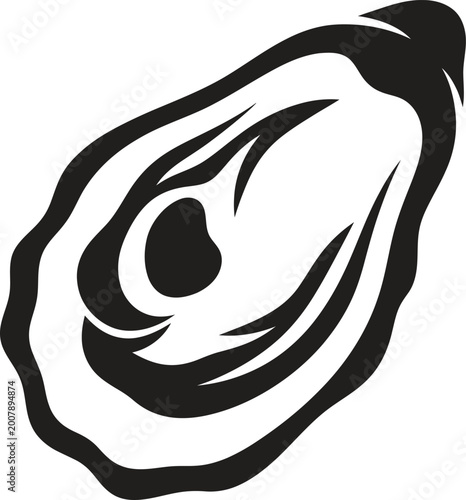 oyster,oyster silhouette halved, black and white, vector icon, fruit, food illustration