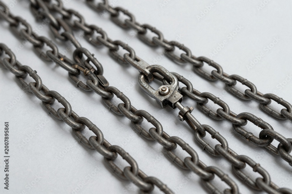 Fototapeta premium Industrial Chain Link Detail, Metallic Texture