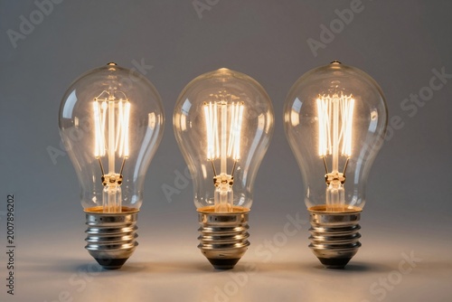 Three Illuminated Light Bulbs - Classic Design