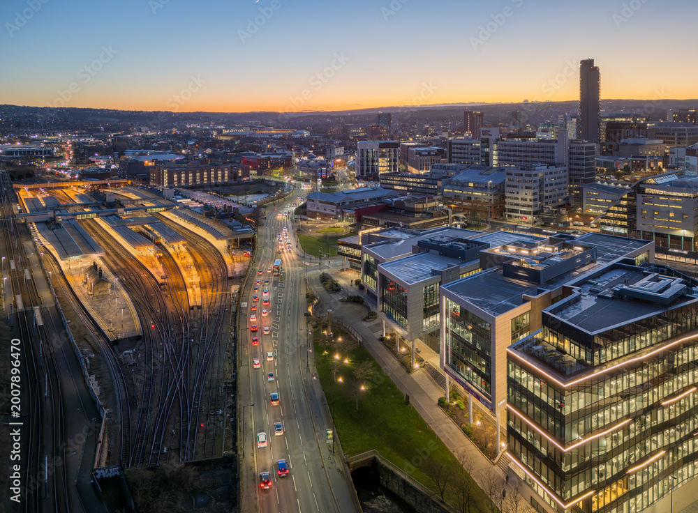 Fototapeta premium Sheffield City Centre Cityscape Skyline. Urban Architecture Buildings and Streets, Sheffield South Yorkshire, England