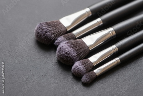 Makeup Brushes on Dark Gray Background
