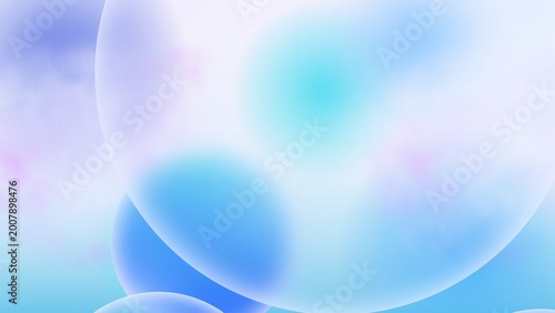 Fotografie Vibrant blue bubbles float gently upwards in a serene aquatic environment with soft lighting