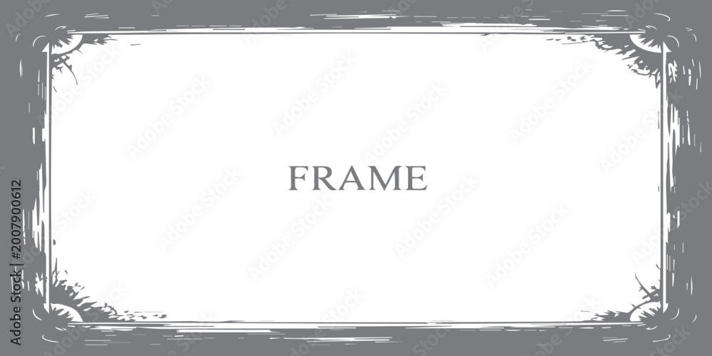 Obraz premium Abstract grunge frame vector illustration featuring a blank paper space with an artistic border template for a business web banner or browser screen background