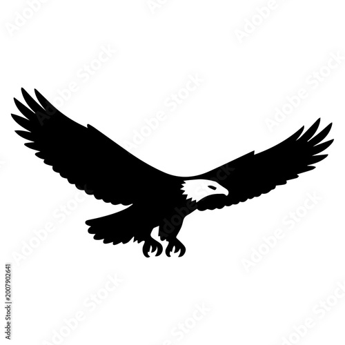 Photos Simple Vector Illustration of a Flying Bald Eagle Raptor