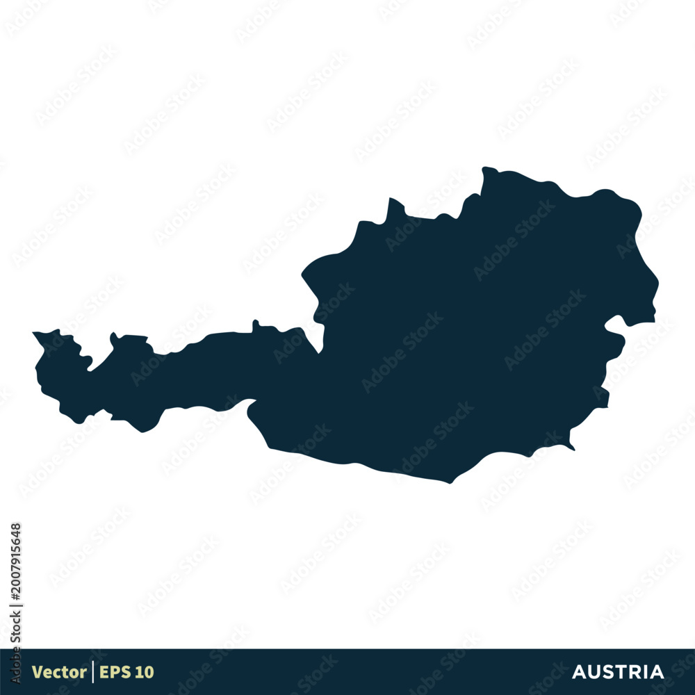 Fototapeta premium Austria - Europe Countries Map Vector Icon Template Illustration Design. Vector EPS 10.