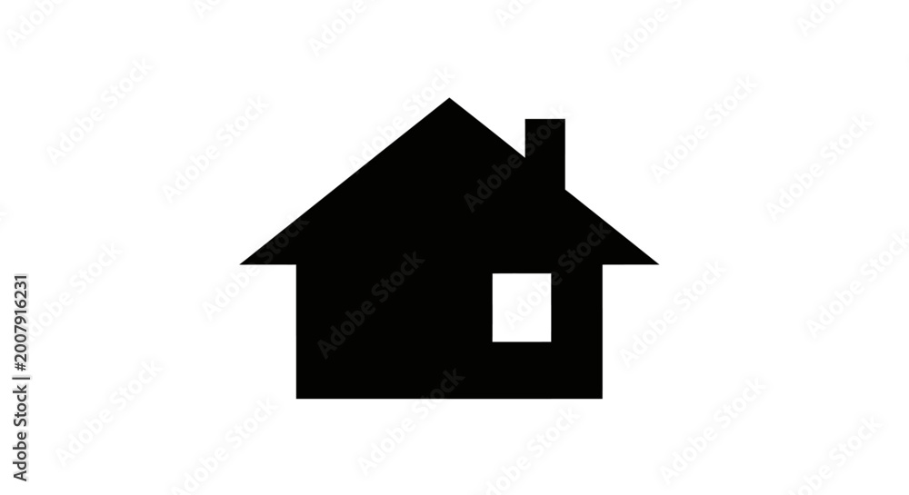 Fototapeta premium Black house icon, simple home symbol, vector silhouette, architecture logo