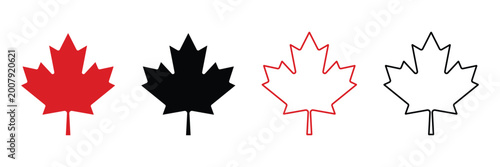 Maple leaf in different colors and styles canada symbols national flag