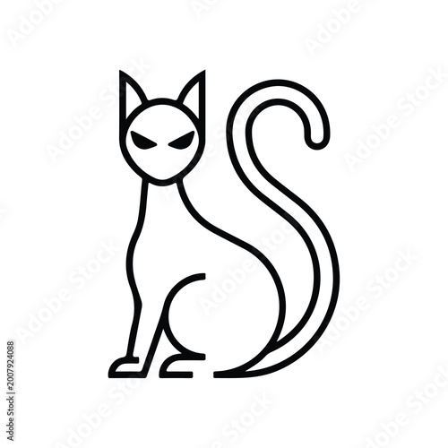 Cat icon, line, animal, pet, cute