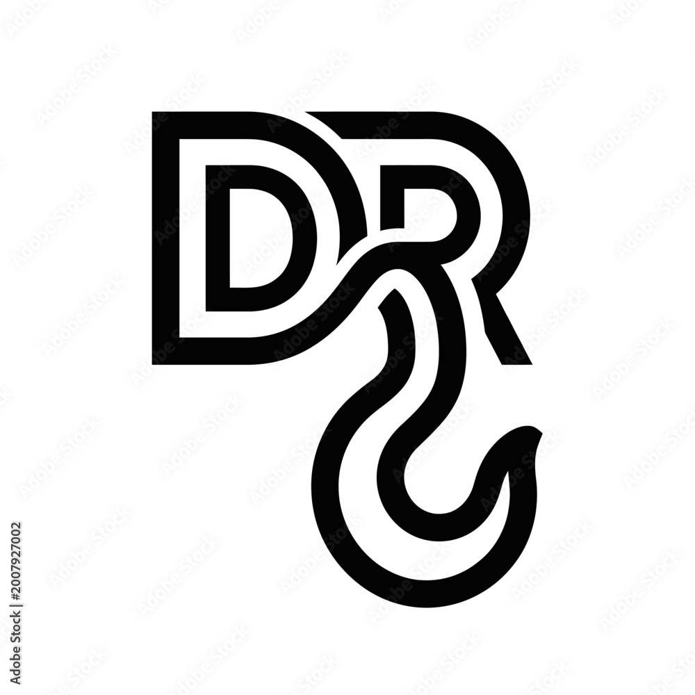 Fototapeta premium Black and white DR logo symbol.