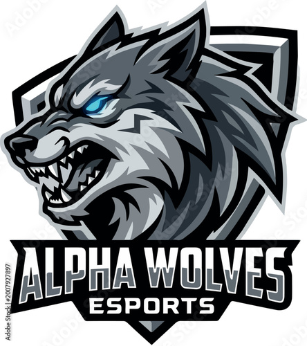 Fotografia Alpha Wolf Mascot Logo for Esports Branding