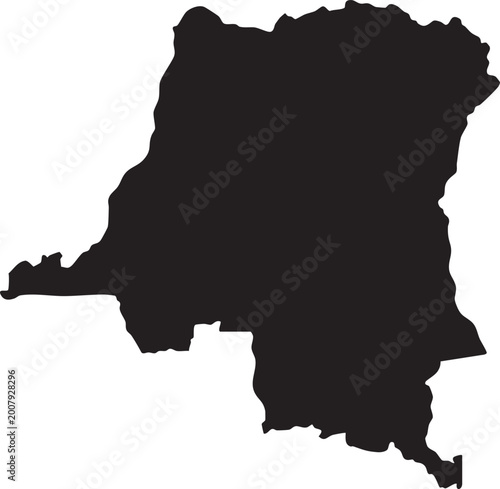 Democratic Republic of Congo map a black silhouette vector illustration for geography education and political infographics