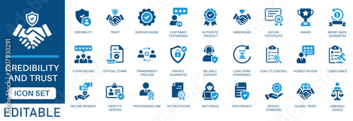 Billede på lærred Credibility and trust icon set