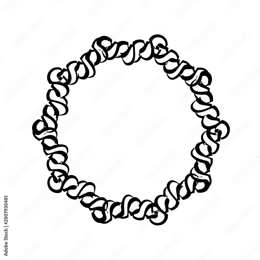 Fototapeta premium Oval knot ribbon design within circle frame with knit. Rectangle border and rope for western theme thread and nautical. Elements like horizontal boat outline through wave ornament.