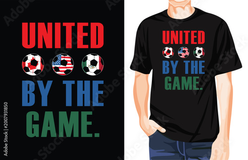 Soccer ball and text t shirt design on black background
