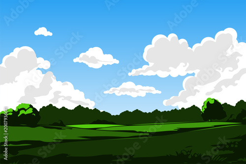 Photography landscape with blue sky and clouds