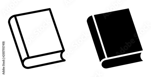 Tableau sur toile Book Icons: Simple Outline and Solid Fill SVG Graphics for Literature, Education
