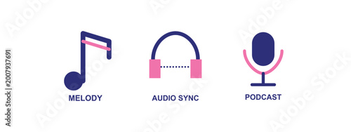Fotografía Music melody audio sync podcast icons
