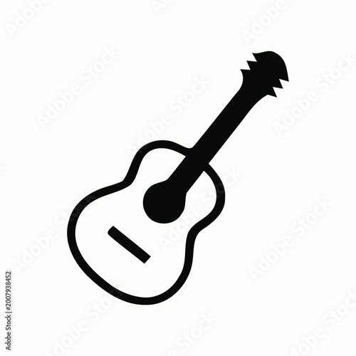 Fotografija Simple black and white acoustic guitar icon isolated on white background