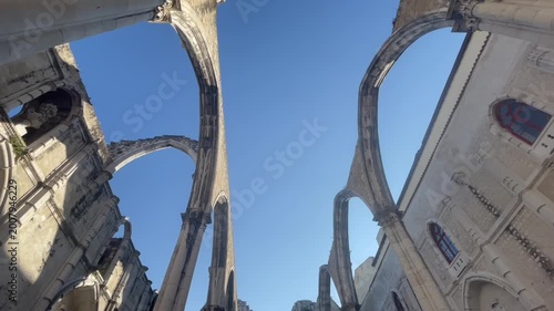 Carmo Convent ruins in Lisbon with dramatic open roof and historic architecture