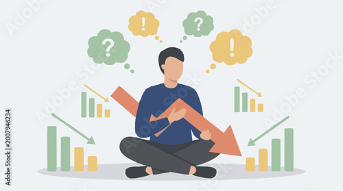 Tableau sur toile Man contemplating financial decline and economic challenges