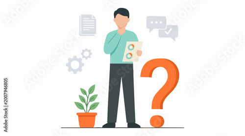 Tableau sur toile Man analyzing data, contemplating solutions, problem-solving concept