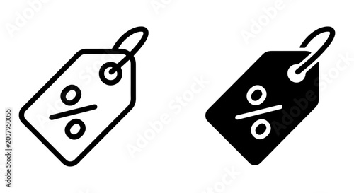 Discount, price tag, sale, icon set, black and white
