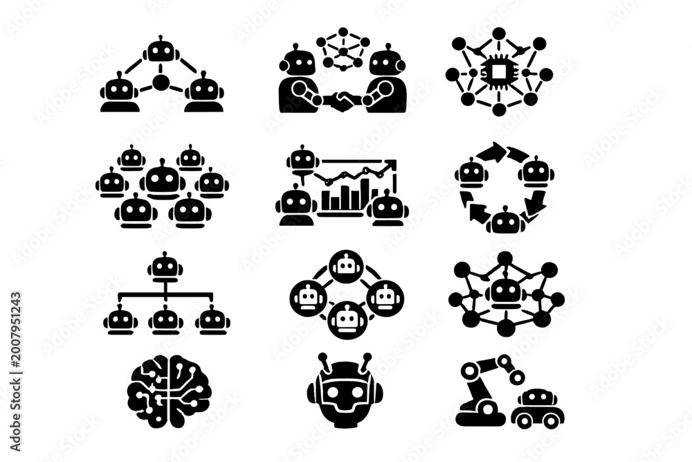 Obraz premium Automation generation vector distributed simple image arrows equally per intelligence icon uniform