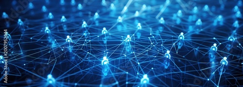 Network of Connections: A mesmerizing image of interconnected nodes forming a vast, complex network. Each node represents a point of connection.