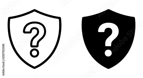 Foto Shield icons, question mark symbols, security signs, protection concept, vector