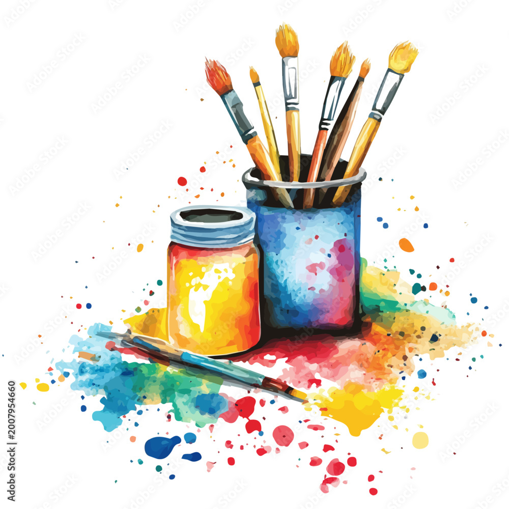 Fototapeta premium Spillage Kit, charming watercolor vector with soft tones and graceful design, isolated on a white background.