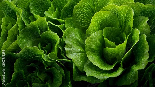 Fresh green lettuce leaves close up photograph with natural lighting high-quality
