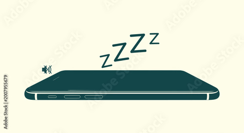 Photography Smartphone in silent mode with sleep symbols vector illustration for digital det